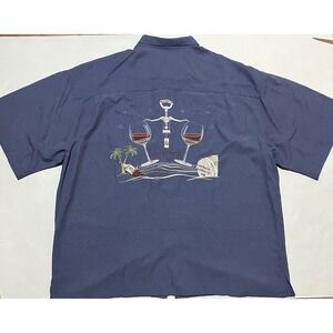 Bamboo Cay Shirt Mens Size 4XL Modal Purple Wine Embroidered‎ Hawaiian Shirt